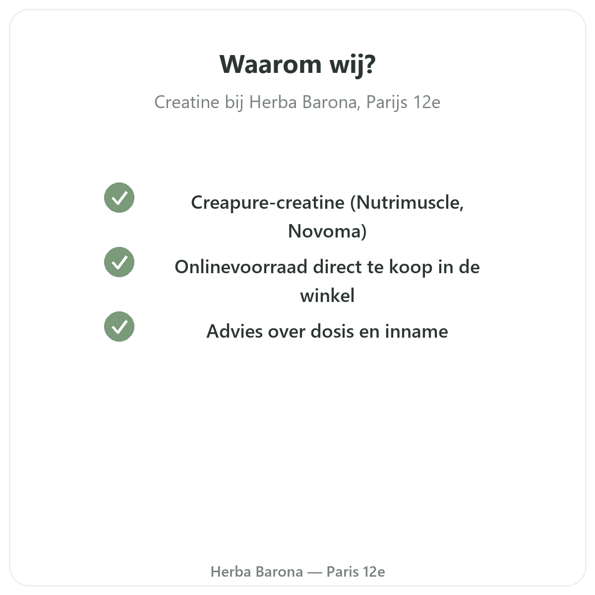 Waarom Creatine kopen in Parijs bij Herba Barona Parijs 12e