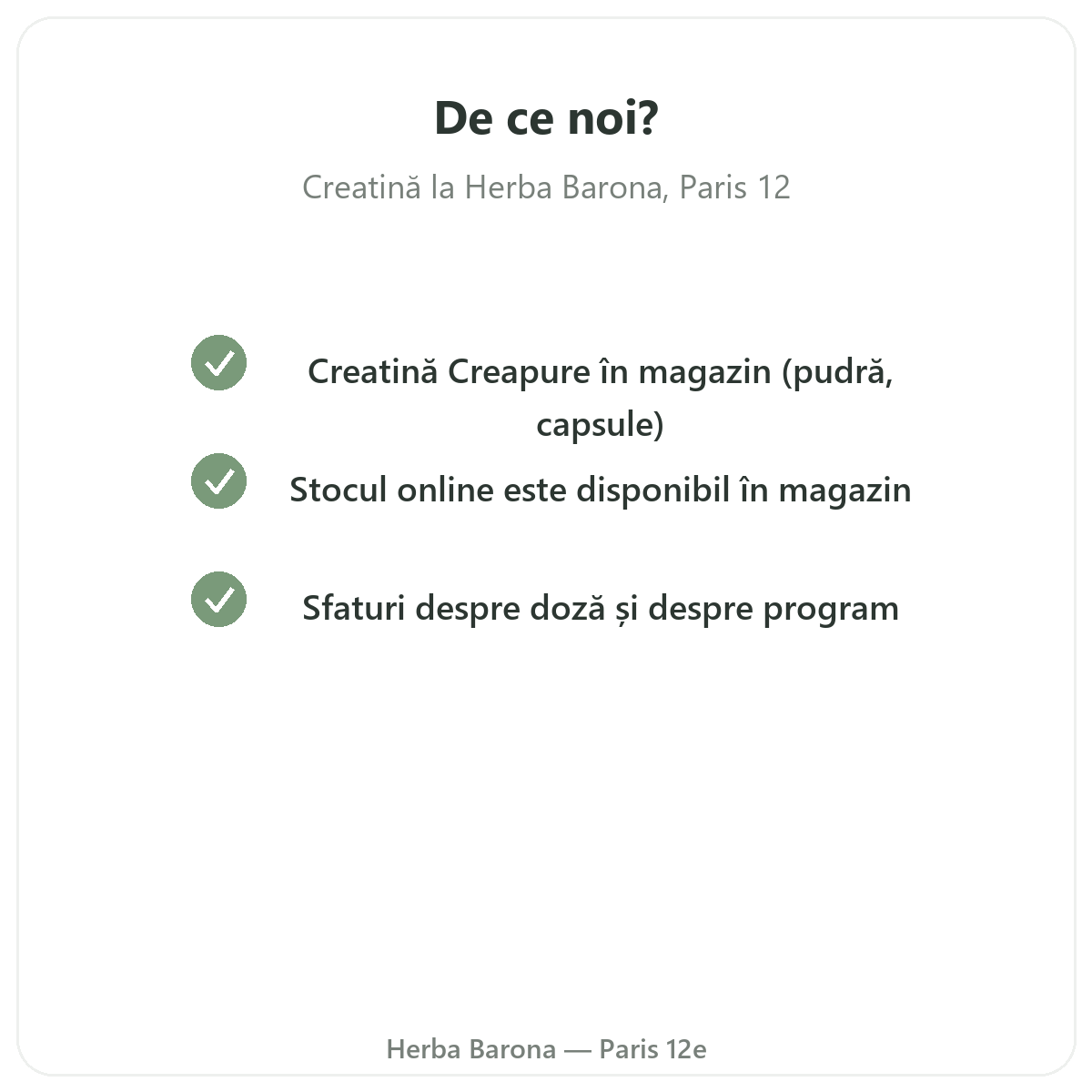 De ce să cumpărați Creatină Paris la Paris, de la Herba Barona Paris, arondismentul 12