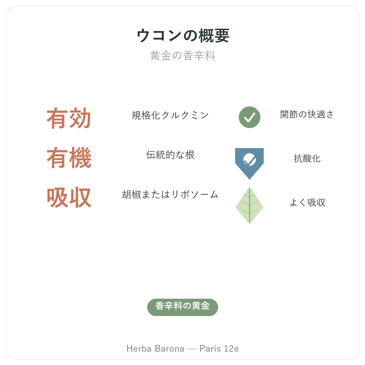ウコン パリ 早わかり - Herba Barona パリ12区 主要データ