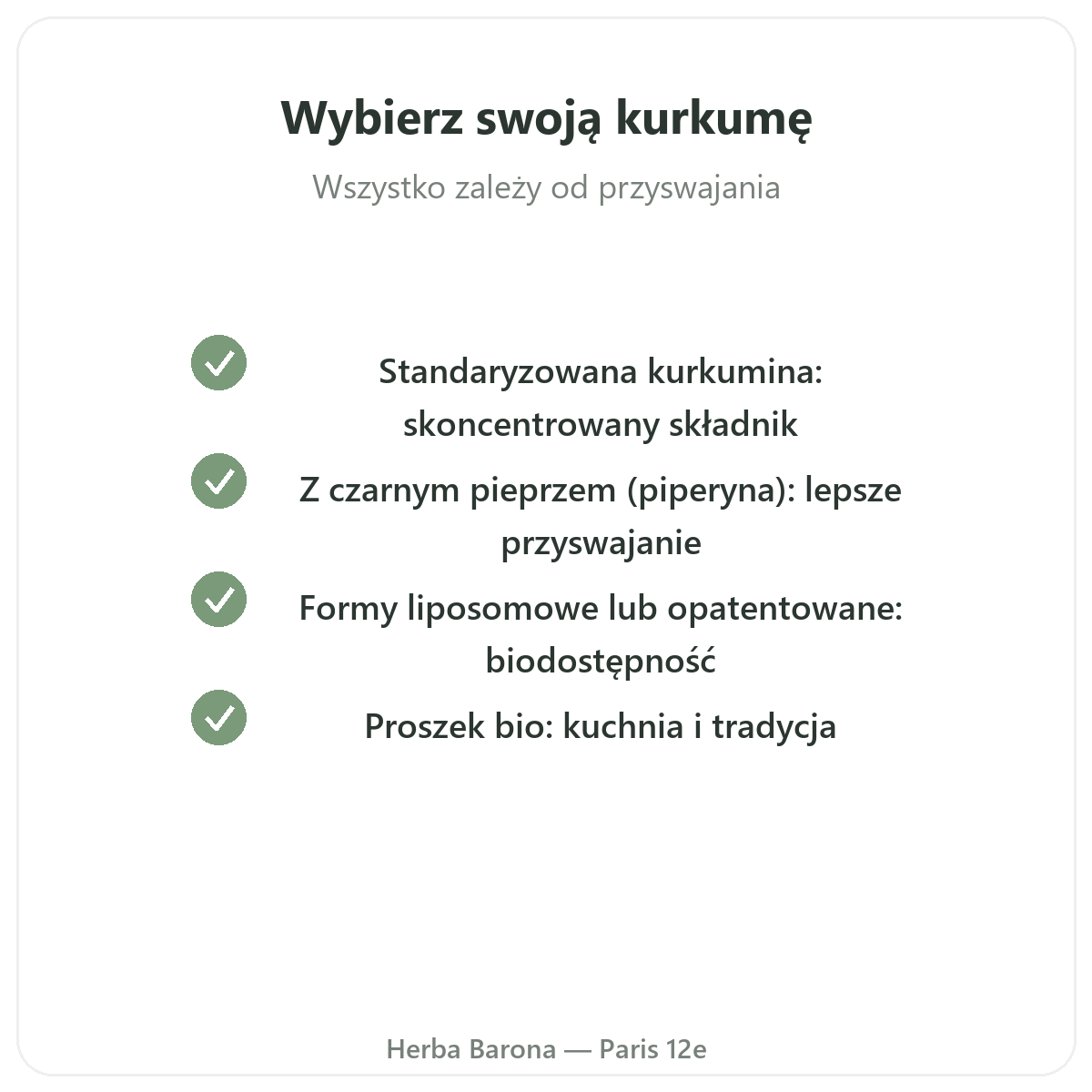 Kurkuma - zobowiązania jakościowe Herba Barona