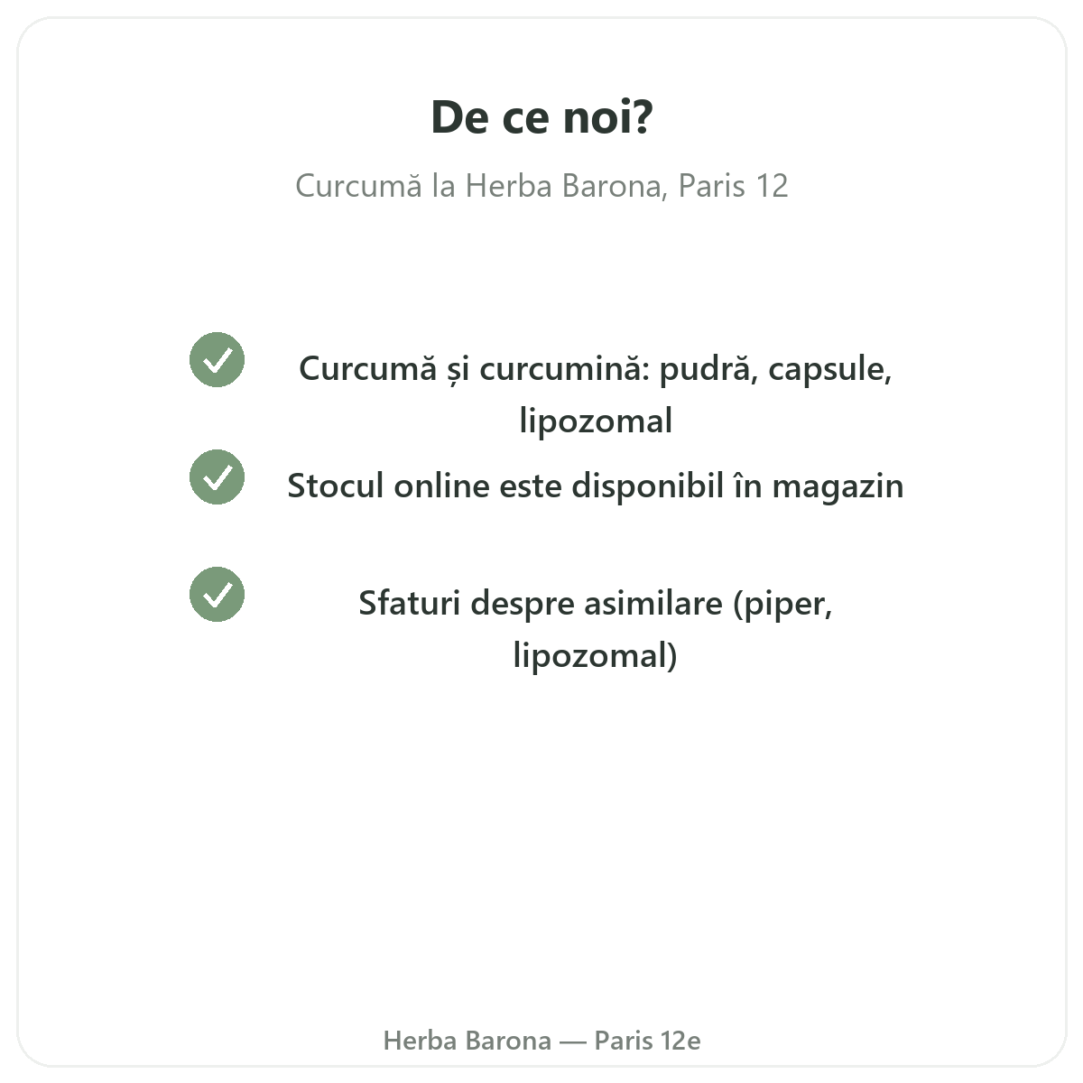 De ce să cumpărați Curcuma Paris la Paris, de la Herba Barona Paris, arondismentul 12