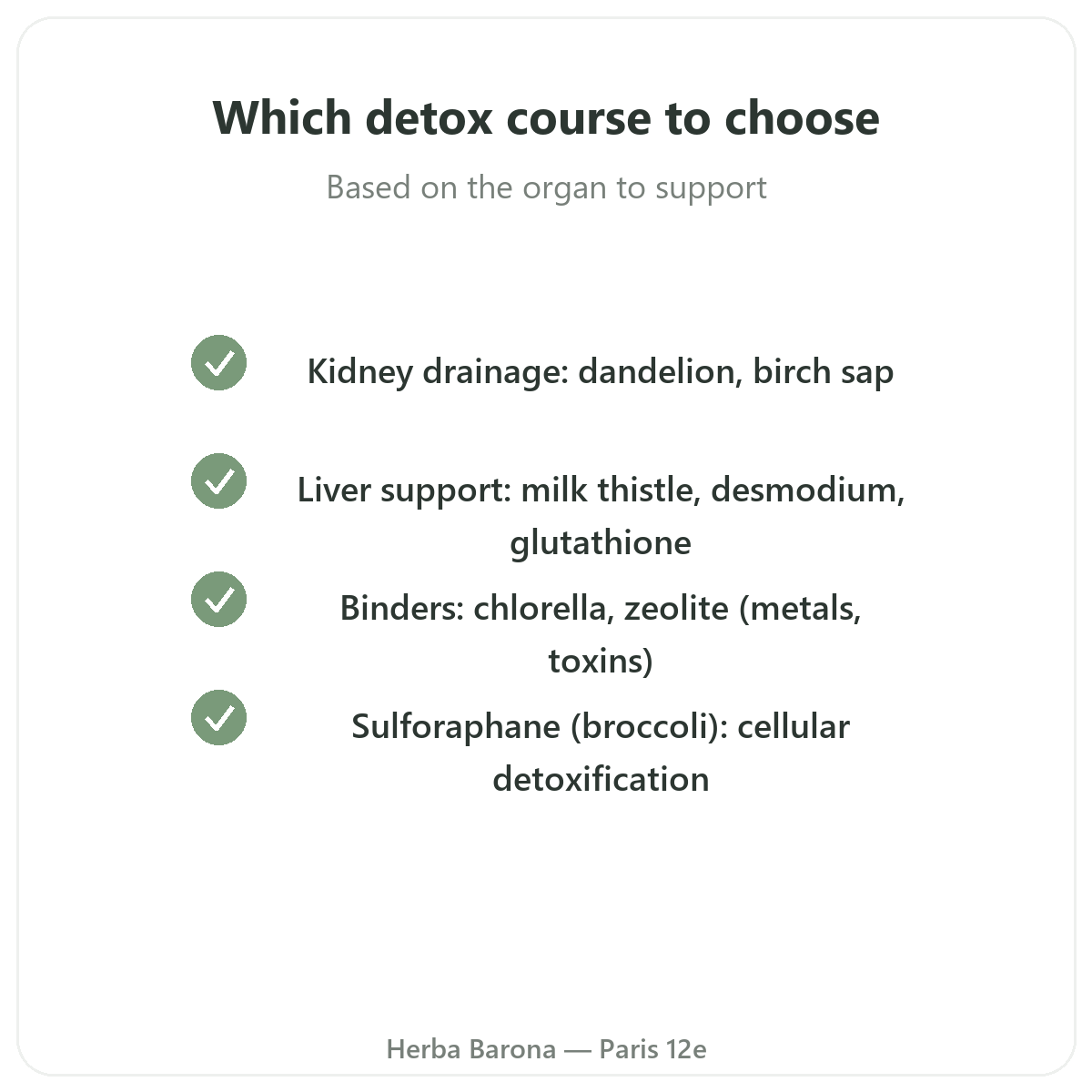 Draineur detox Paris Paris - engagements qualite chez Herba Barona Paris 12e