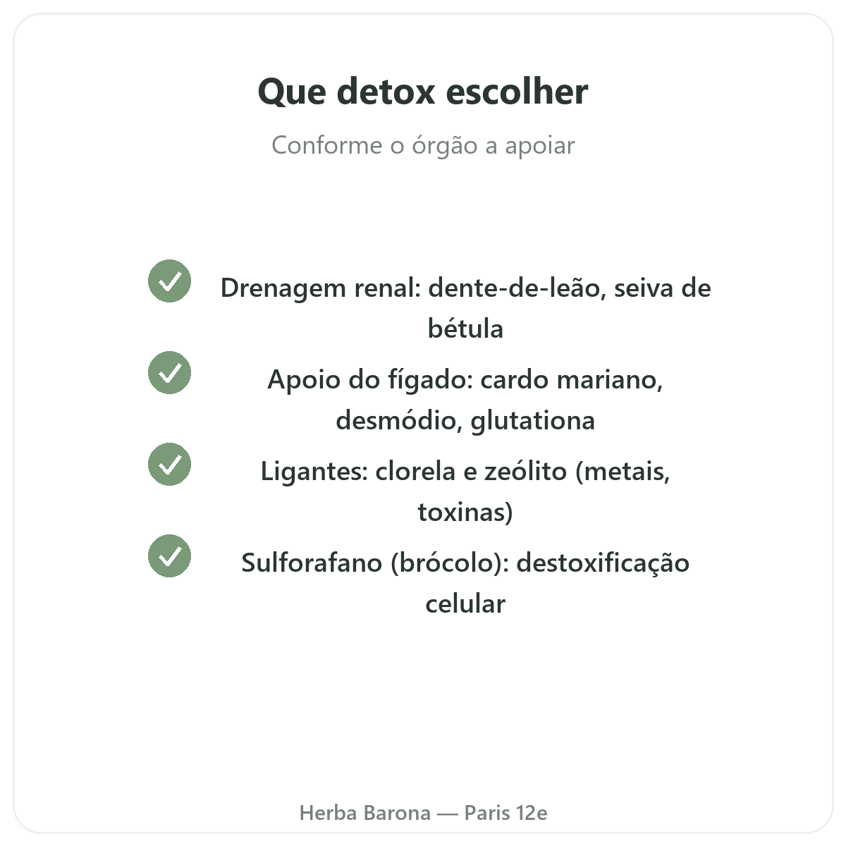 Detox e drenagem Paris - compromissos de qualidade na Herba Barona Paris 12e