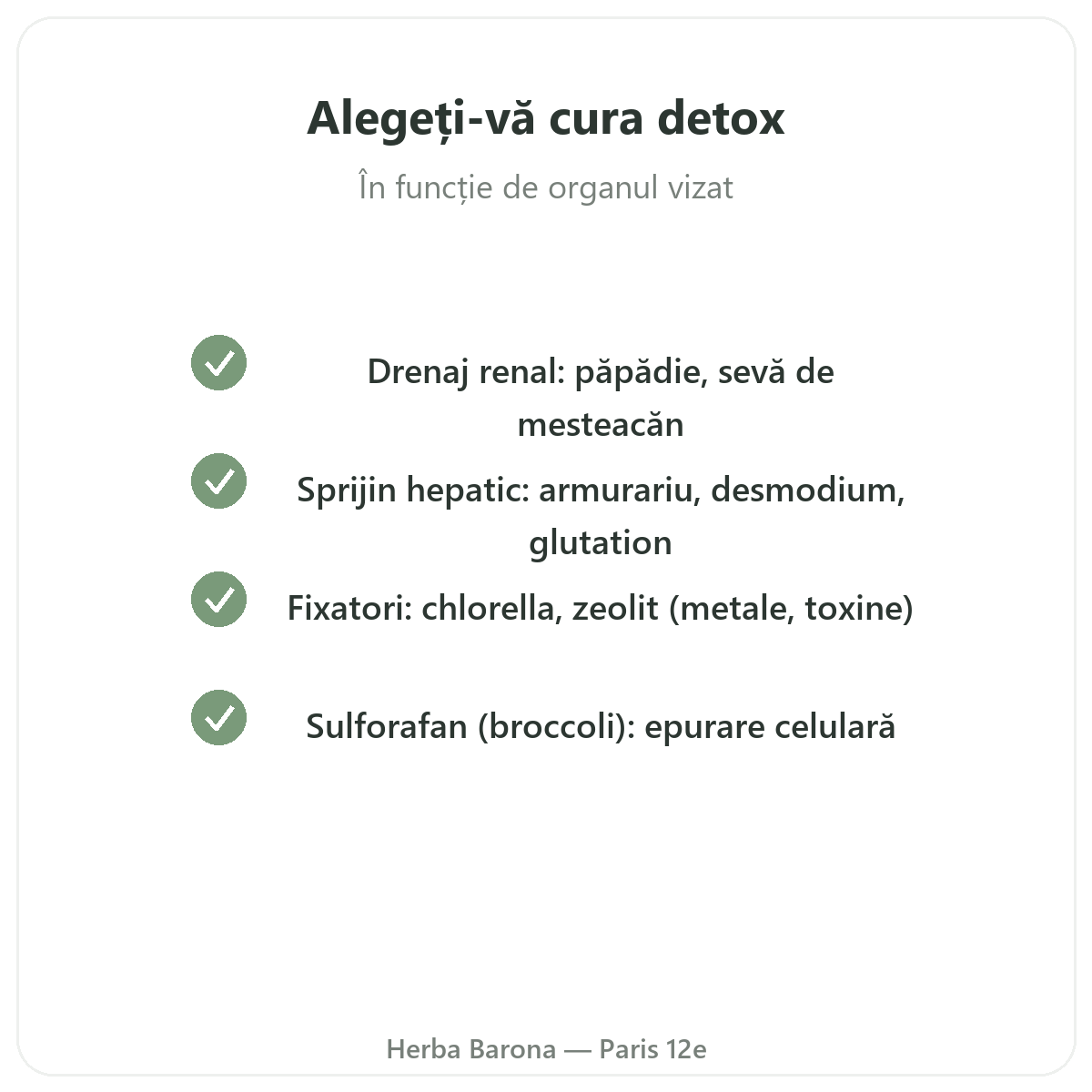 Draineur detox Paris Paris - engagements qualite chez Herba Barona Paris 12e