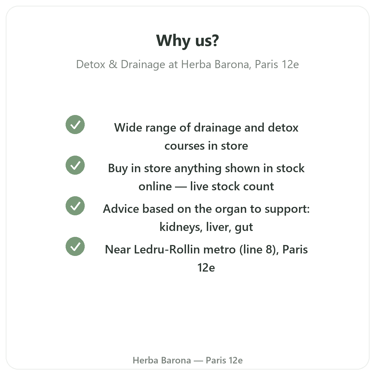 Pourquoi acheter Draineur detox Paris a Paris chez Herba Barona Paris 12e