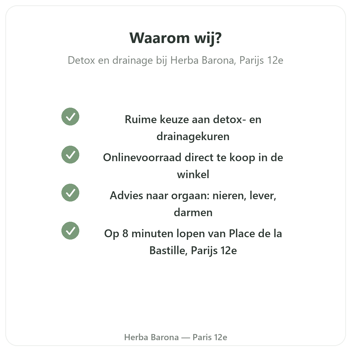 Waarom Detox & drainage kopen in Parijs bij Herba Barona Parijs 12e