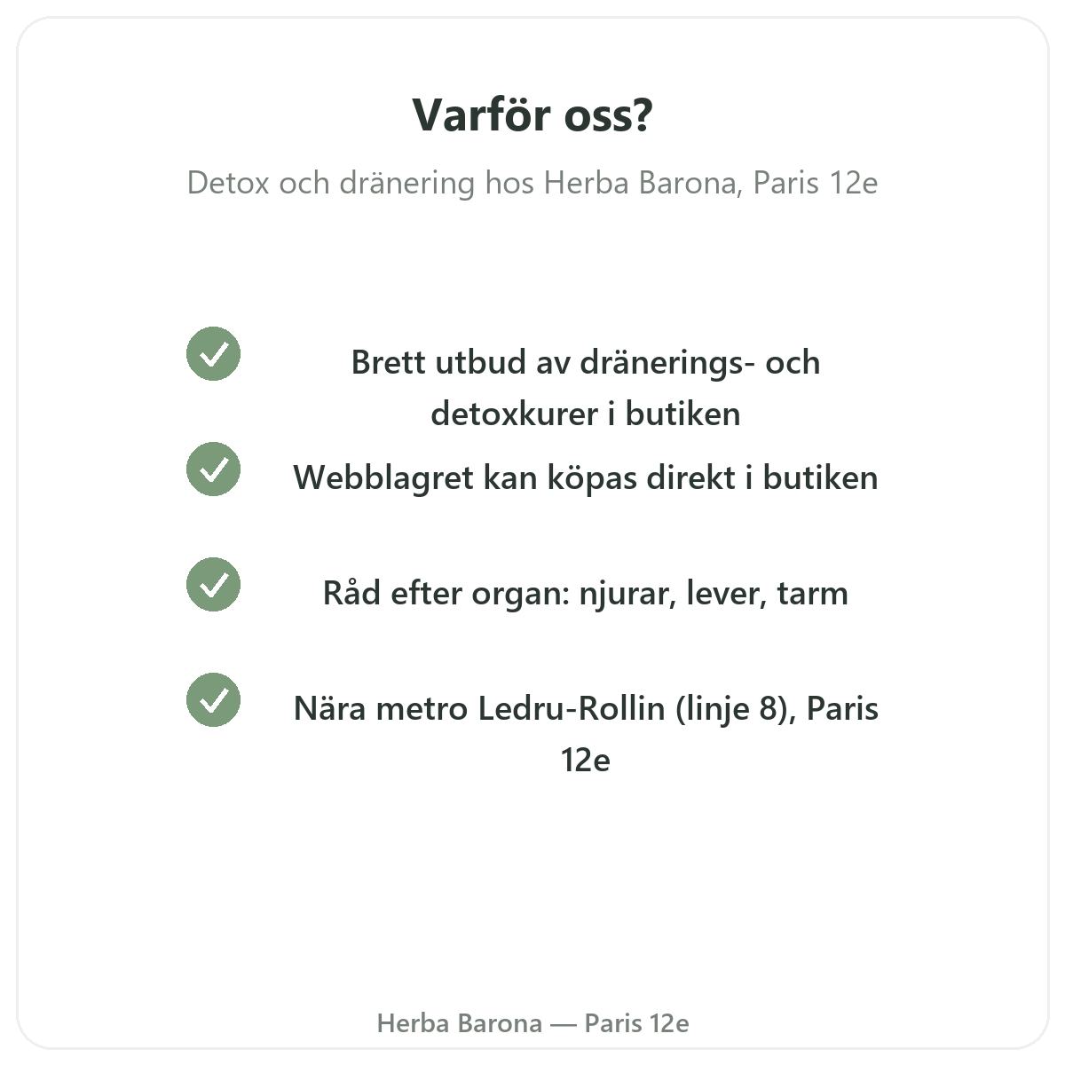 Varför köpa detox- och dräneringsprodukter i Paris hos Herba Barona Paris 12e