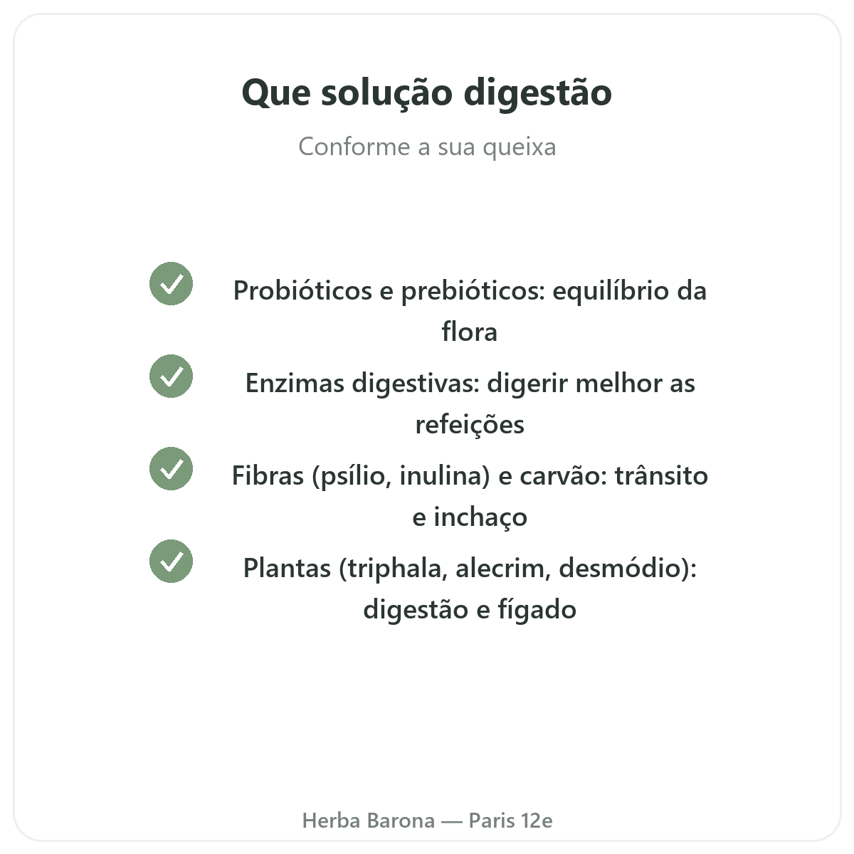 Digestão e trânsito Paris - compromissos de qualidade na Herba Barona Paris 12e