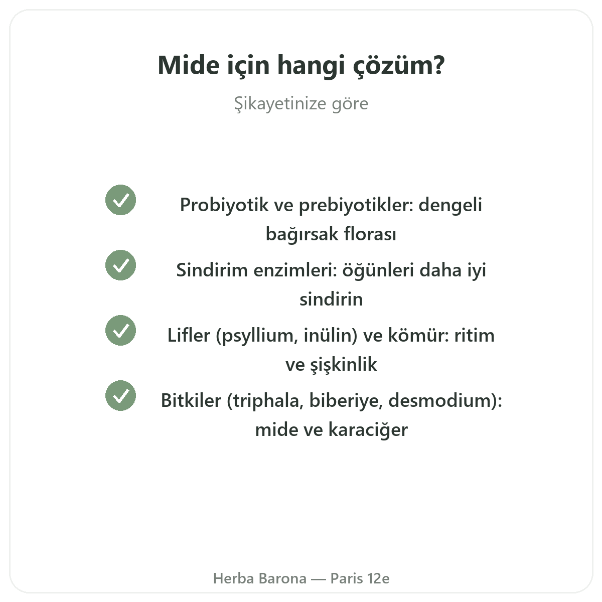 Paris’te Sindirim ve Bağırsak Transiti - Herba Barona Paris 12. bölge’de kalite taahhütleri