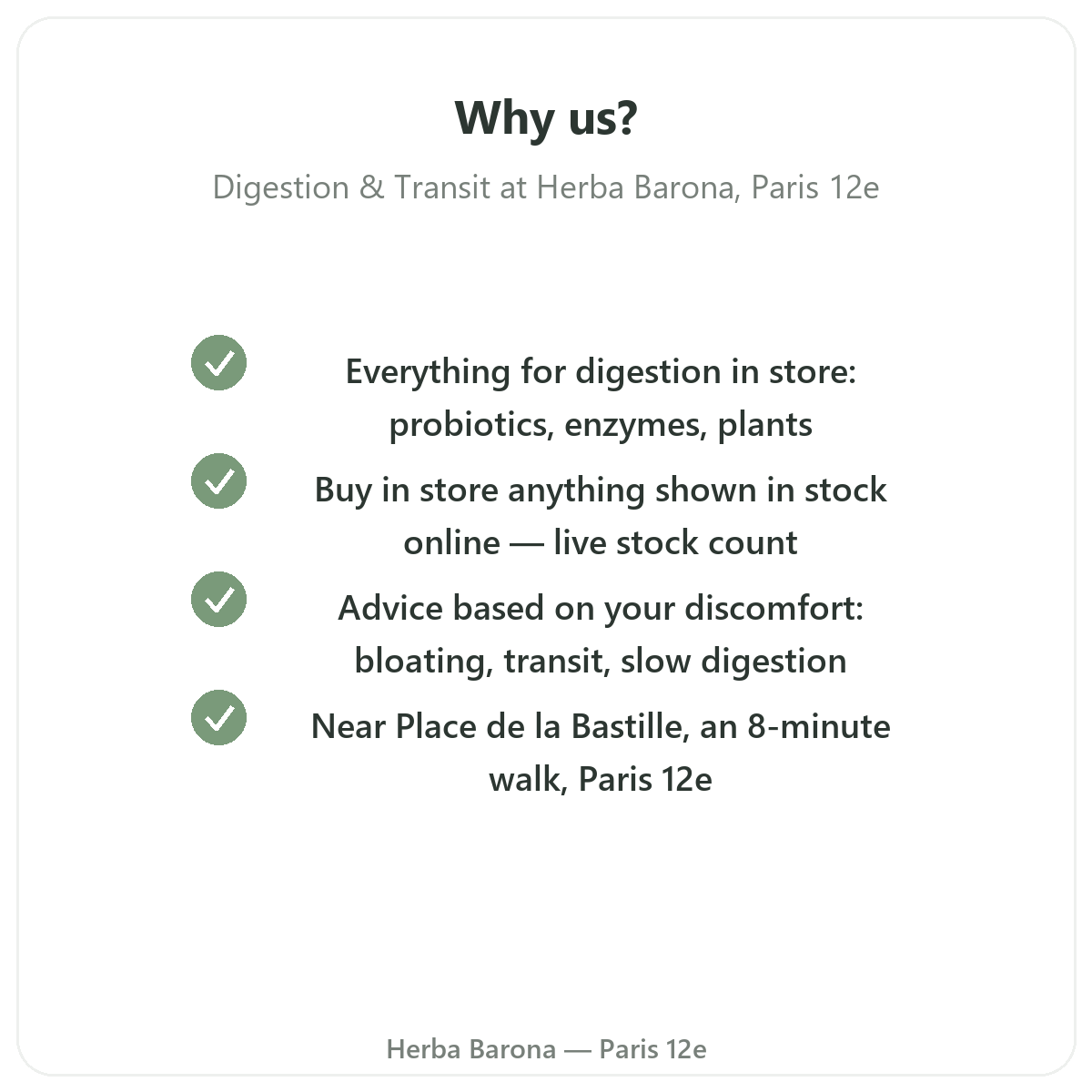 Why buy Digestion & Transit supplements in Paris at Herba Barona Paris 12e