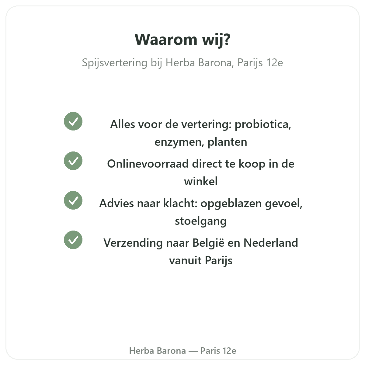 Waarom Spijsvertering en transit kopen bij Herba Barona in Parijs 12e