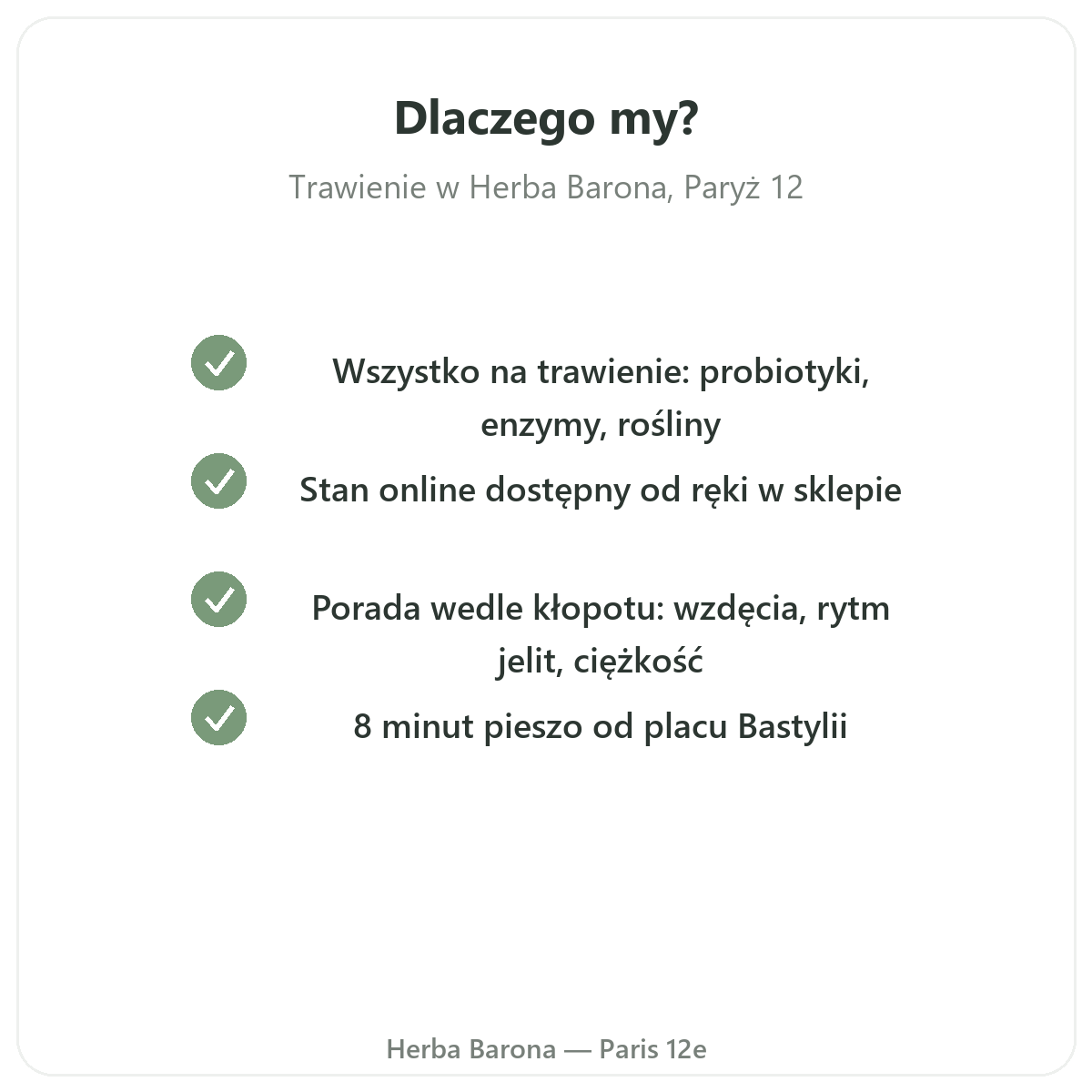 Dlaczego kupić produkty na trawienie w Paryżu w Herba Barona Paris 12e