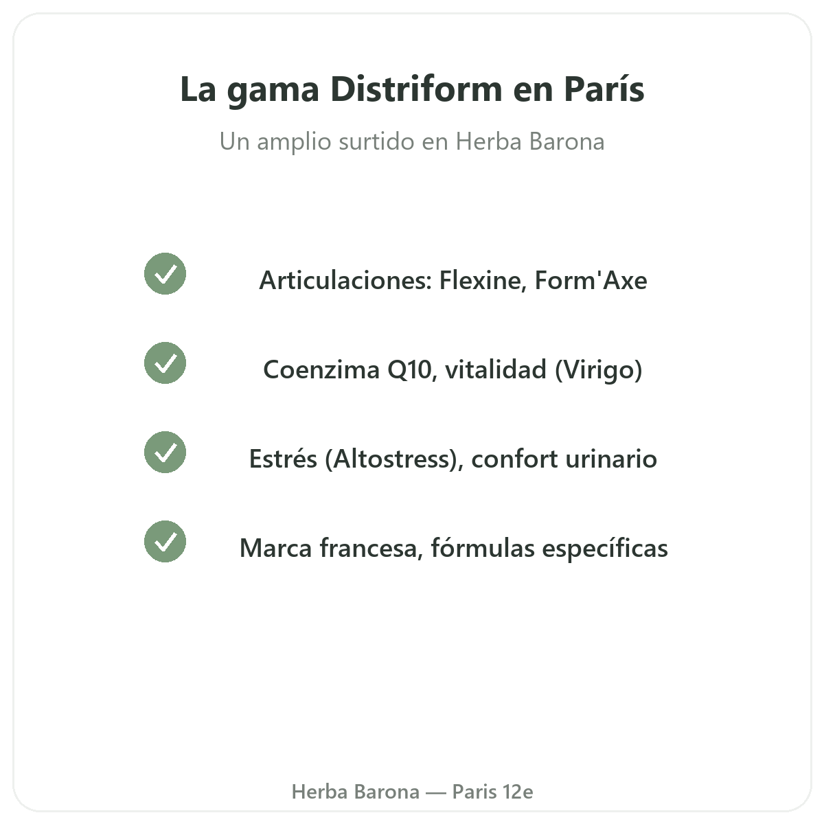 La gama Distriform en París en Herba Barona París 12e