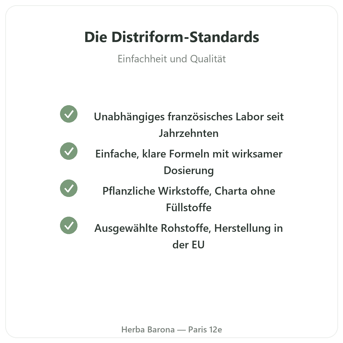 Distriform Paris - Qualitätsversprechen und patentierte Rohstoffe bei Herba Barona