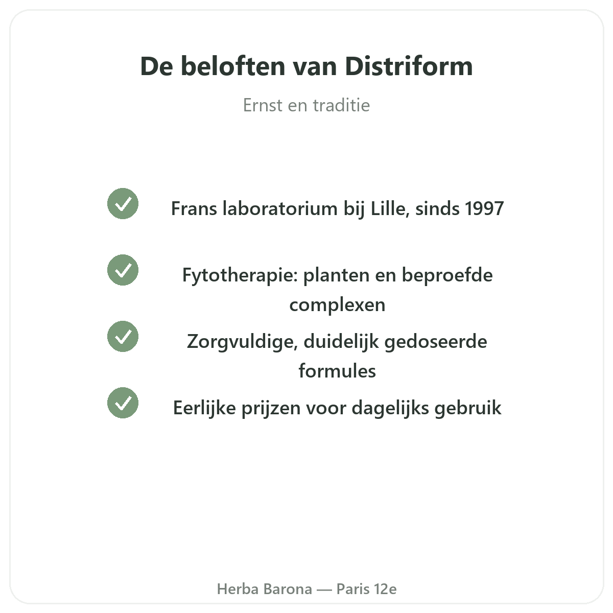 Distriform Paris - engagements qualite et matieres premieres brevetees chez Herba Barona