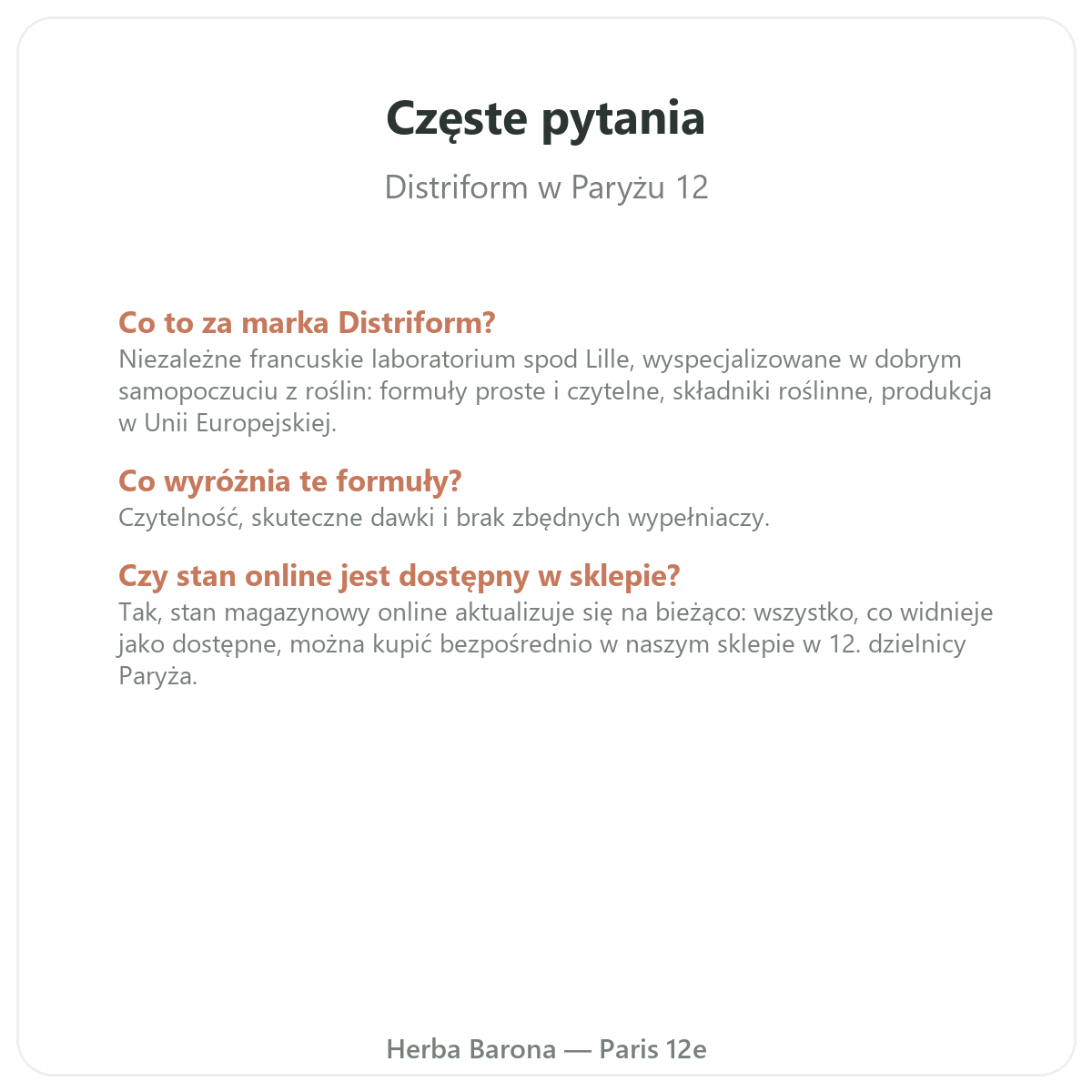 Najczęściej zadawane pytania - Distriform w Paryżu - Herba Barona Paryż 12