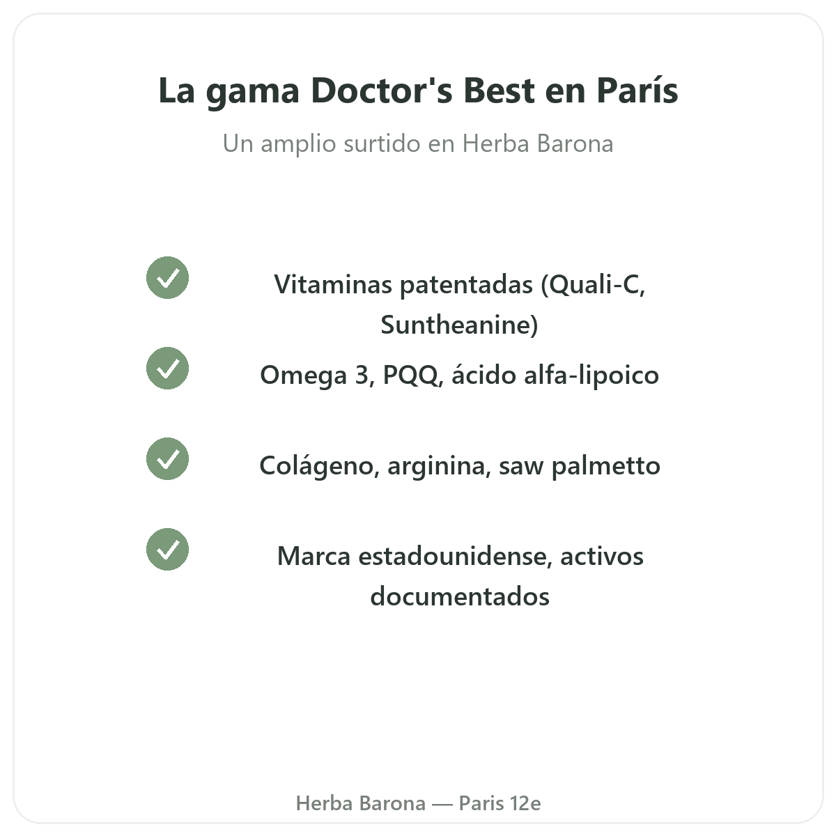 La gama Doctor's Best en París en Herba Barona París 12e