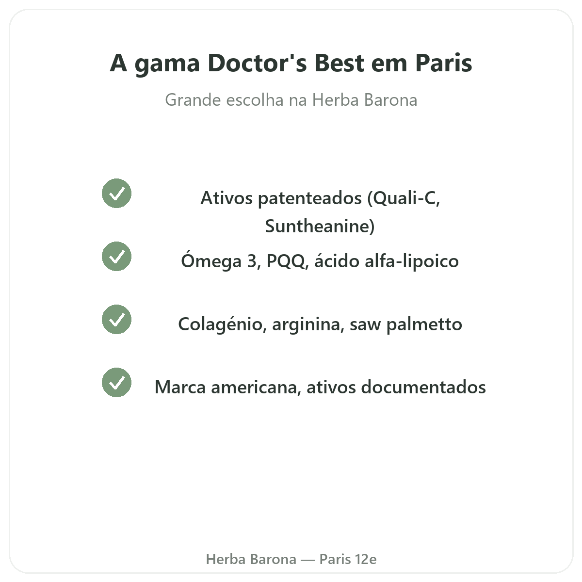 A gama Doctor's Best em Paris na Herba Barona Paris 12e