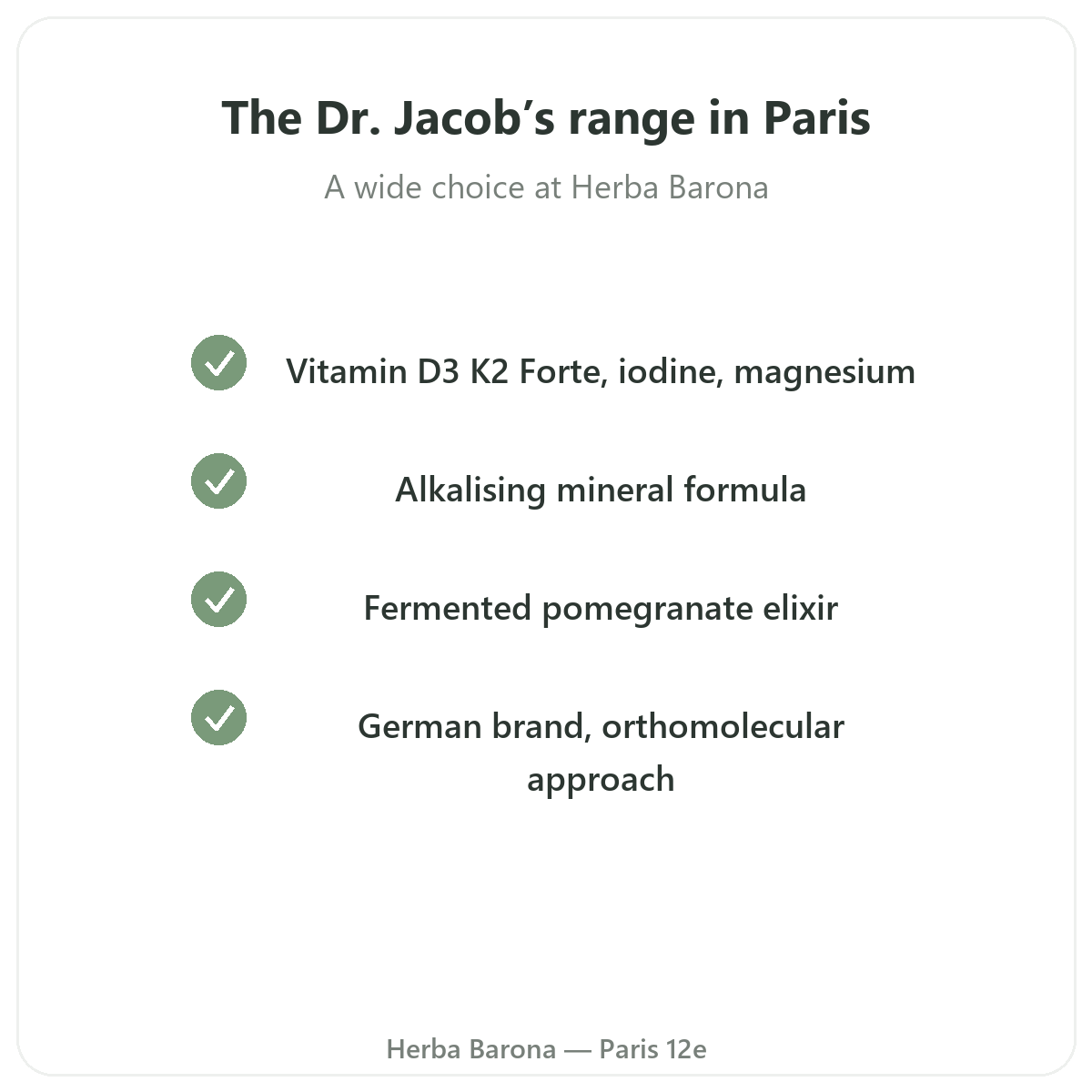 The Dr. Jacob's range in Paris at Herba Barona Paris 12th