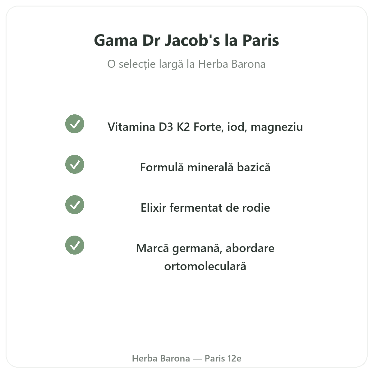 Gama Dr. Jacob’s la Paris la Herba Barona Paris, arondismentul 12