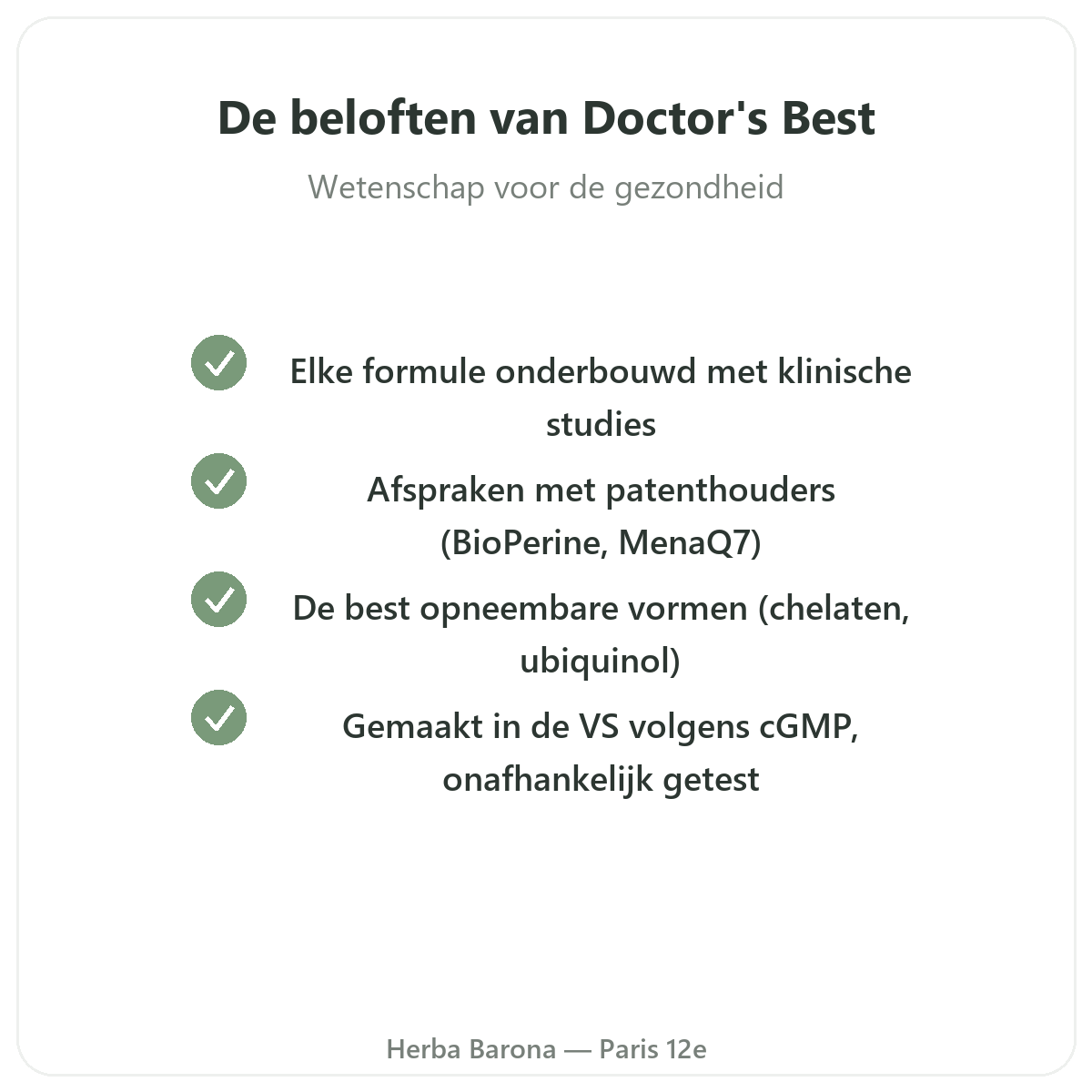 Doctors Best Paris - engagements qualite et matieres premieres brevetees chez Herba Barona