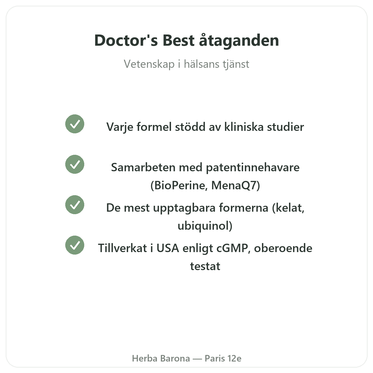Doctor's Best i Paris – kvalitetslöften och patenterade råvaror hos Herba Barona