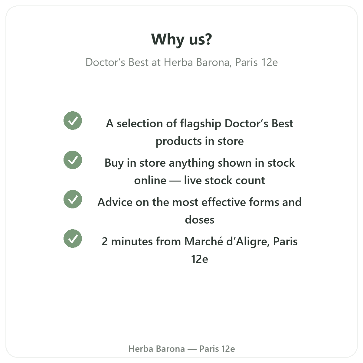 Why buy Doctor's Best in Paris at Herba Barona Paris 12th