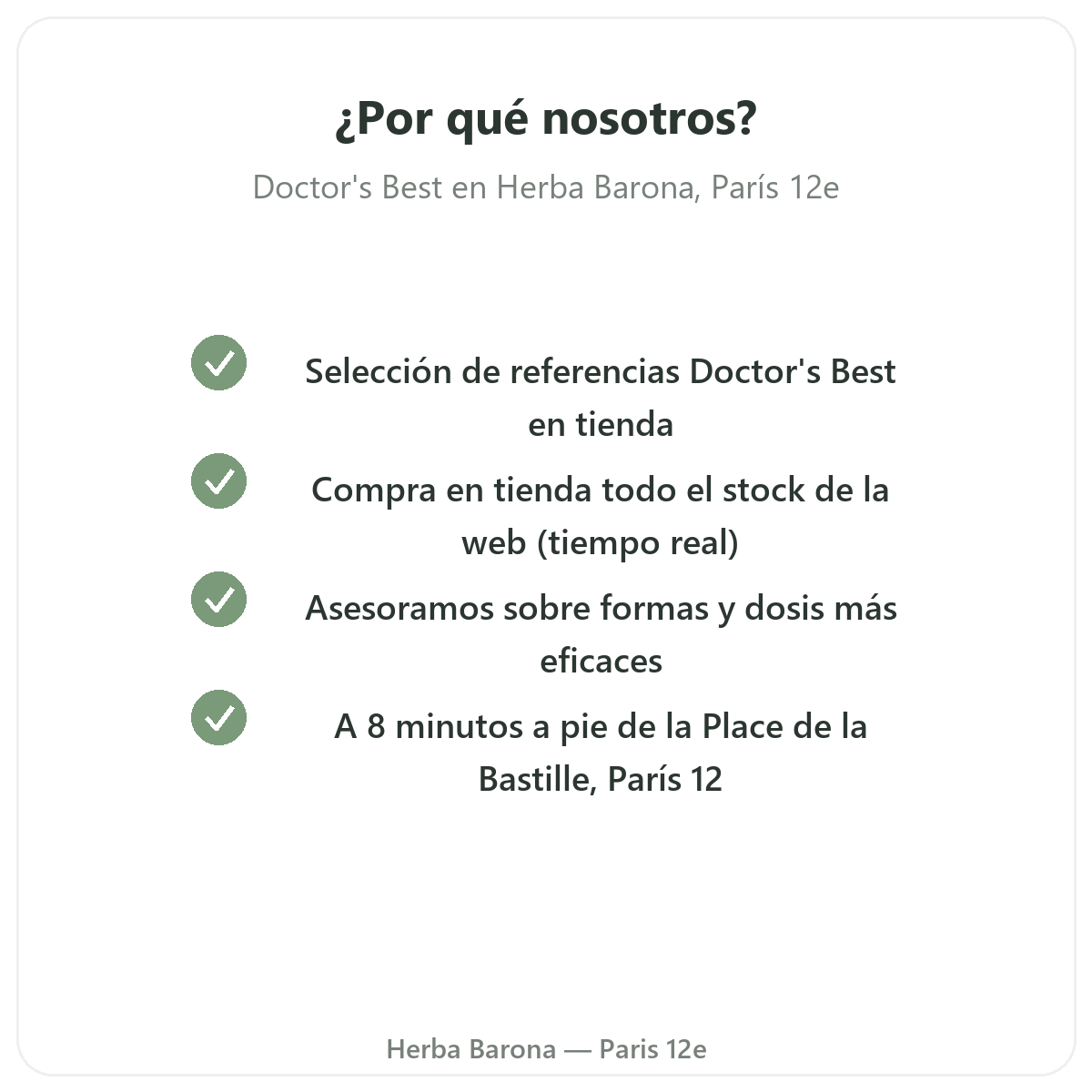 Por qué comprar Doctor's Best en París en Herba Barona París 12e