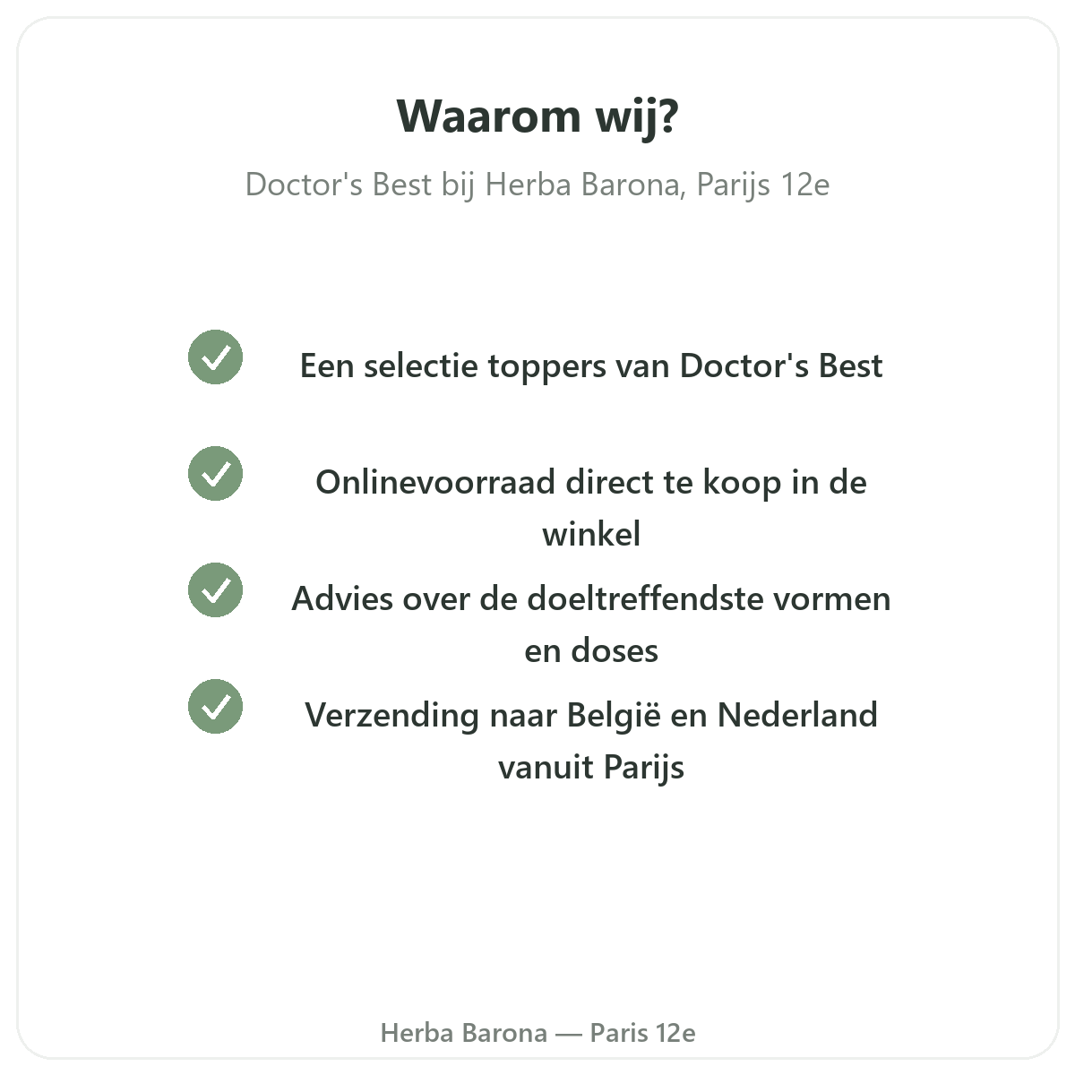 Pourquoi acheter Doctors Best a Paris chez Herba Barona Paris 12e