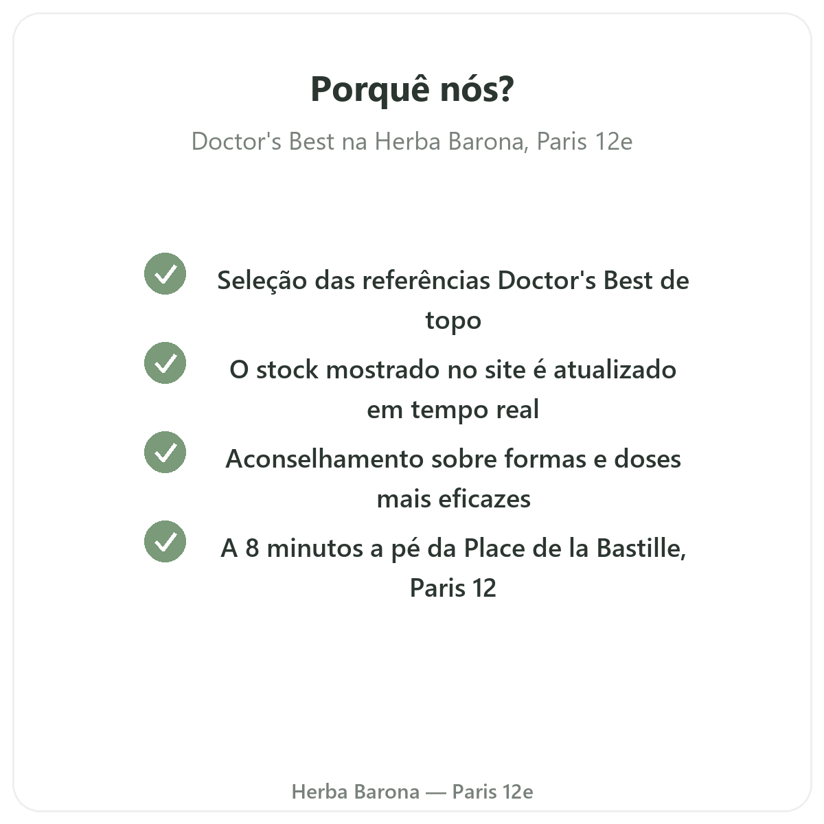 Porquê comprar Doctor's Best em Paris na Herba Barona Paris 12e