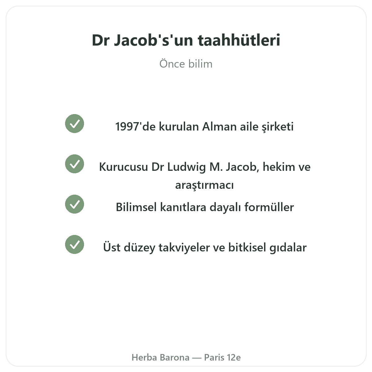Paris’te Dr Jacob’s - Herba Barona’da kalite taahhütleri