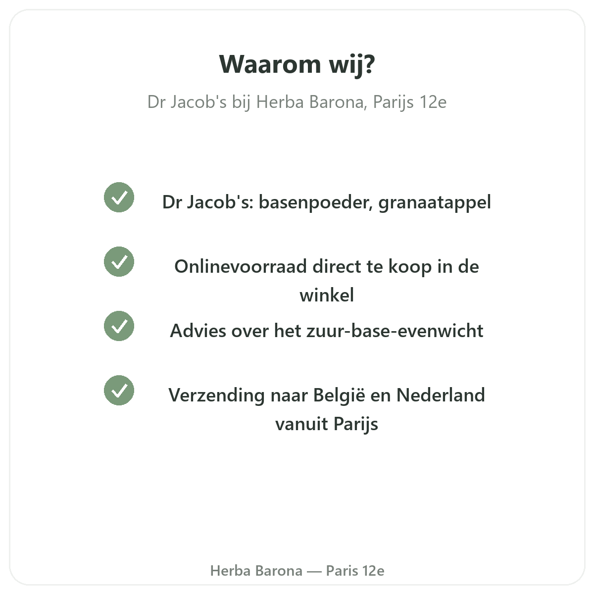 Waarom Dr. Jacob's kopen in Parijs bij Herba Barona Parijs 12e