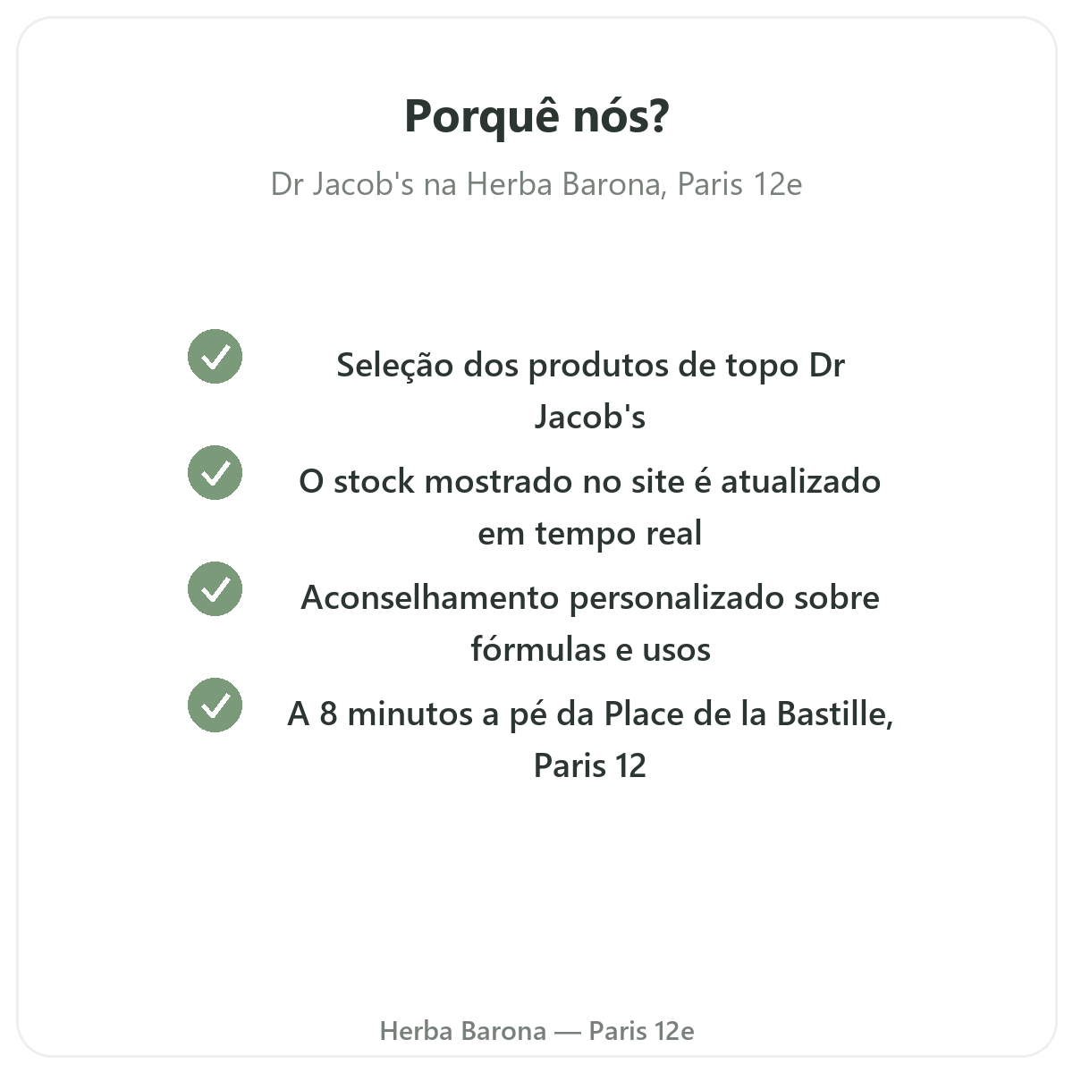 Porquê comprar Dr. Jacob's em Paris na Herba Barona Paris 12e