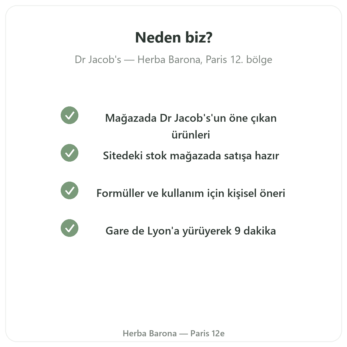 Paris’te Dr Jacob’s neden Herba Barona’dan satın alınır