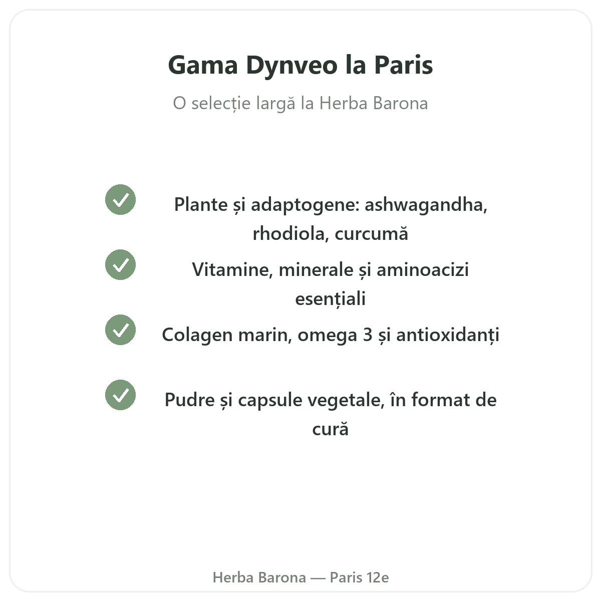 La gamme Dynveo à Paris - plantes vitamines collagène chez Herba Barona Paris 12e