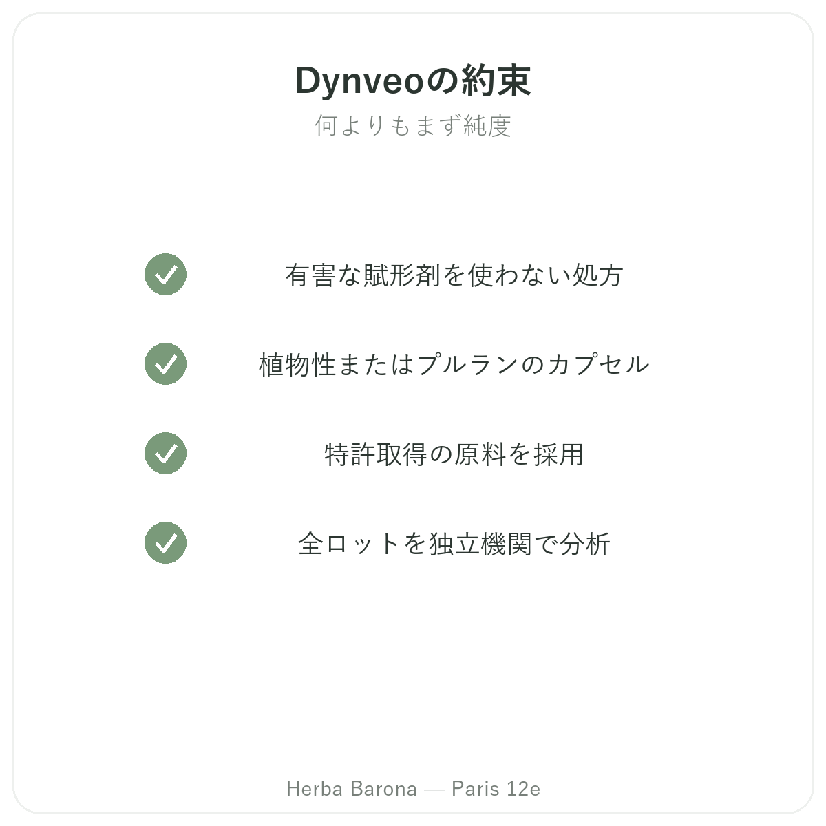 Dynveo パリ - 品質へのこだわりと特許原料、Herba Baronaにて