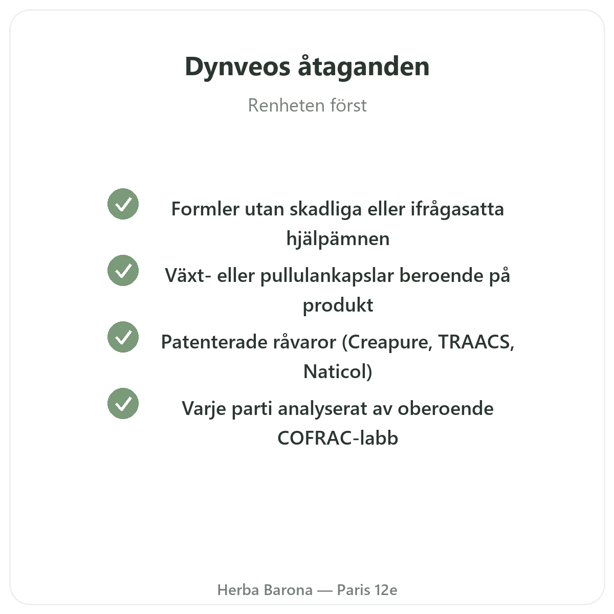 Dynveo Paris - kvalitetsloften och patenterade ravaror hos Herba Barona
