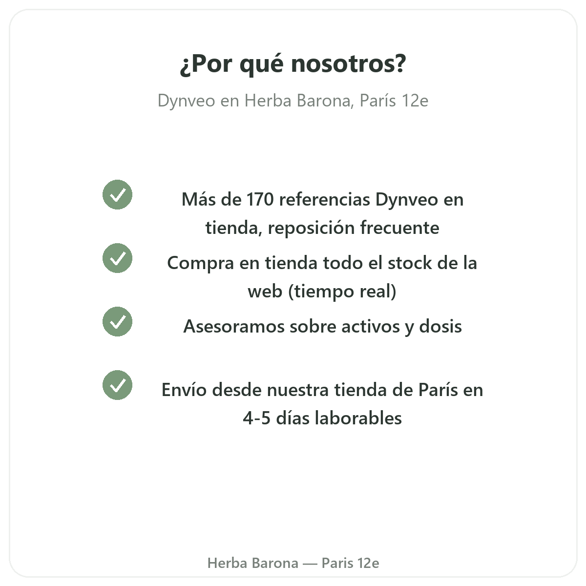 Por qué comprar Dynveo en París en Herba Barona París 12e