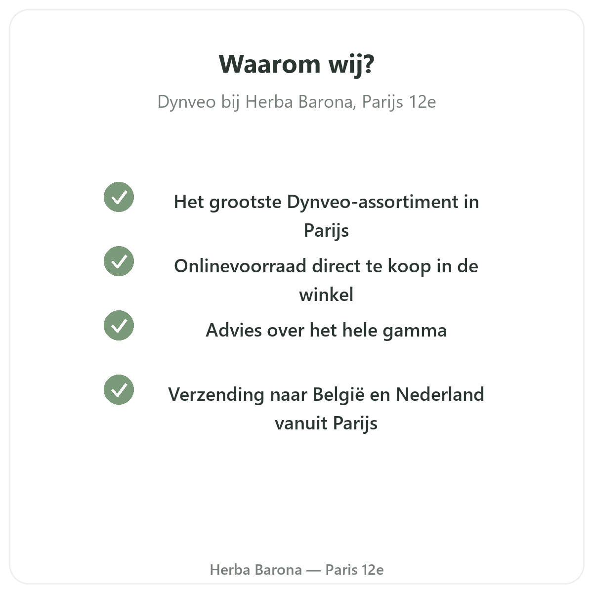 Waarom Dynveo kopen bij Herba Barona in Parijs 12e