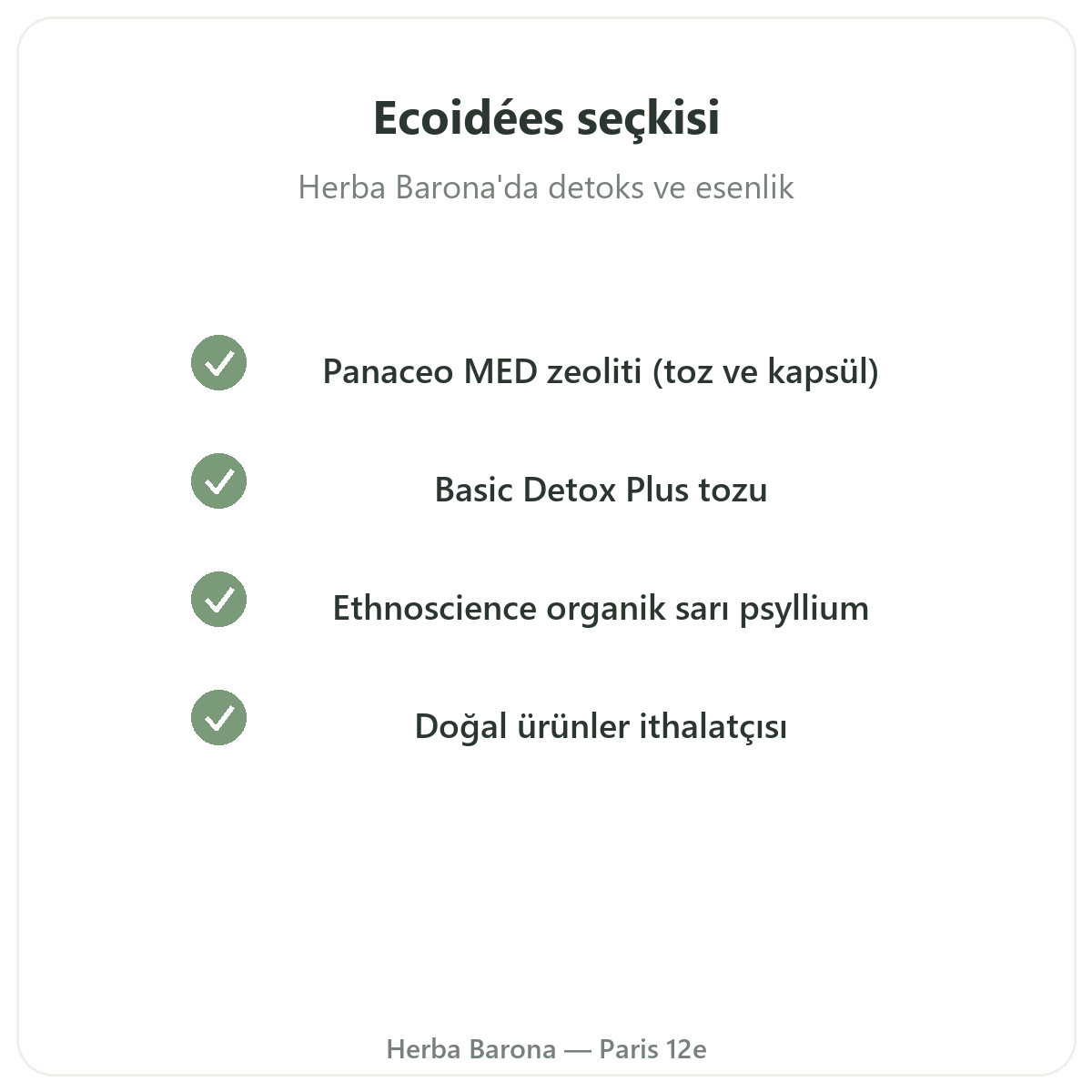 Paris’te Ecoidées ürün yelpazesi - Herba Barona Paris 12. bölge
