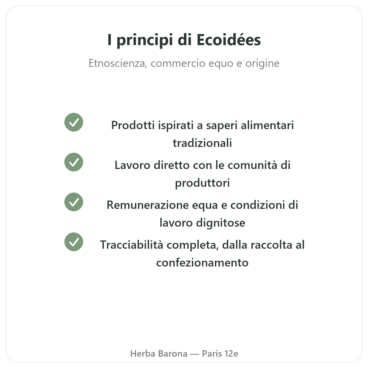 Ecoidees Ethnoscience - impegni e qualità da Herba Barona Parigi 12e