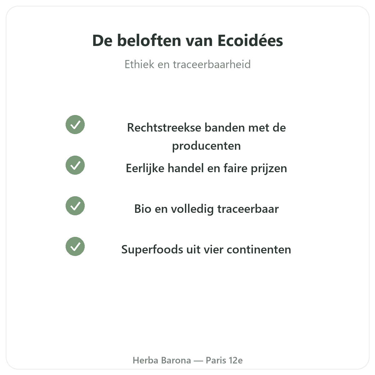 Ecoidees Ethnoscience - beloften en kwaliteit bij Herba Barona Parijs