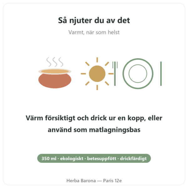 Ekologisk buljong av nötben 350 ml – Jarmino användning och dosering Paris Herba Barona