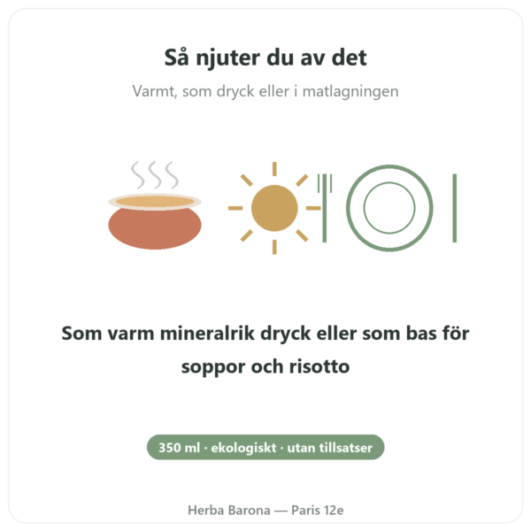 Ekologisk grönsaksbuljong 350 ml – Jarmino användning och dosering Paris Herba Barona