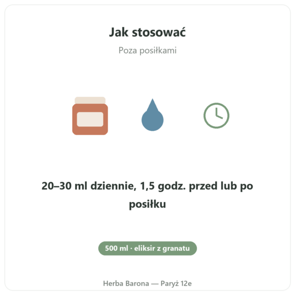 Élixir de grenade fermentée Dr Jacob's 500 ml jak stosować poza posiłkami Paryż Herba Barona