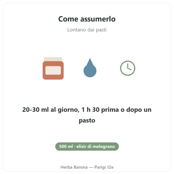 Élixir de grenade fermentée Dr Jacob's 500 ml come assumerlo lontano dai pasti Parigi Herba Barona