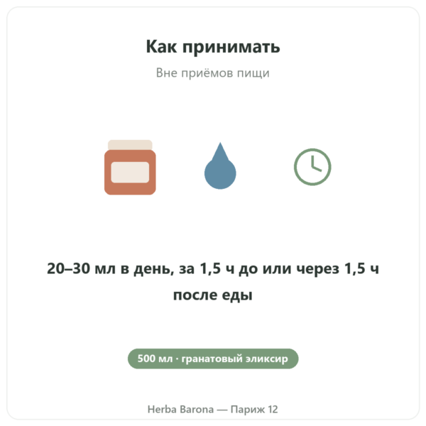 Élixir de grenade fermentée Dr Jacob's 500 ml как принимать вне приёмов пищи Париж Herba Barona