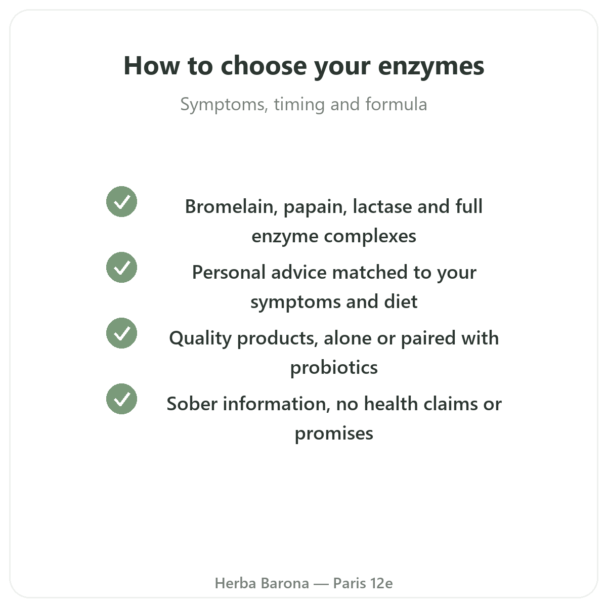 Digestive enzymes - key active ingredients to choose at Herba Barona Paris 12th