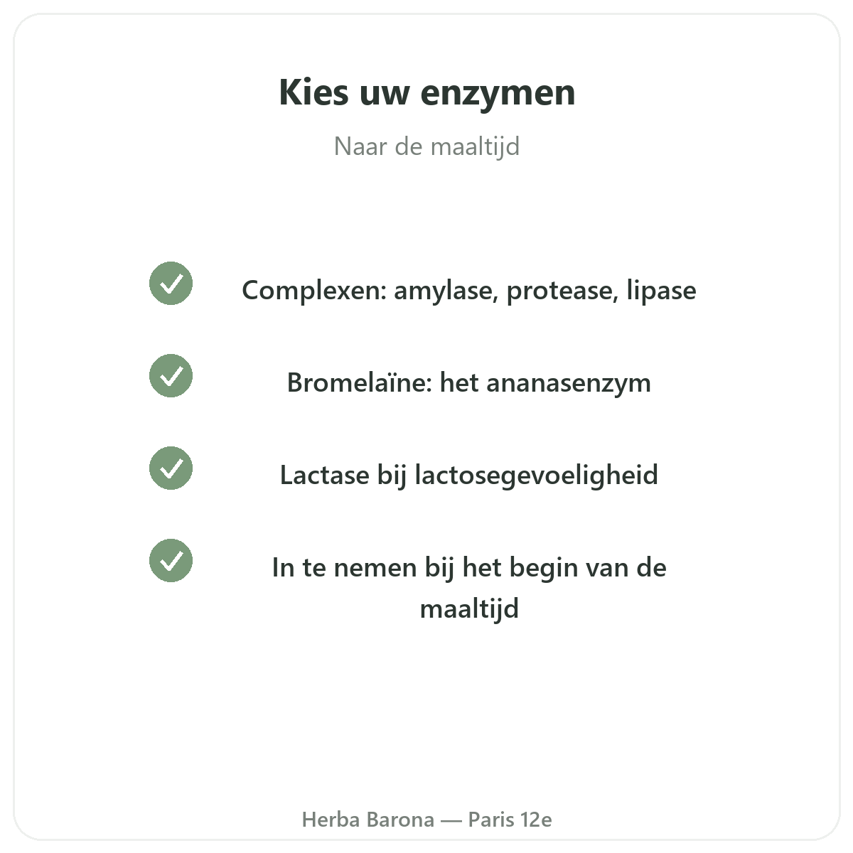 Spijsverteringsenzymen - belangrijkste actieve stoffen bij Herba Barona Parijs