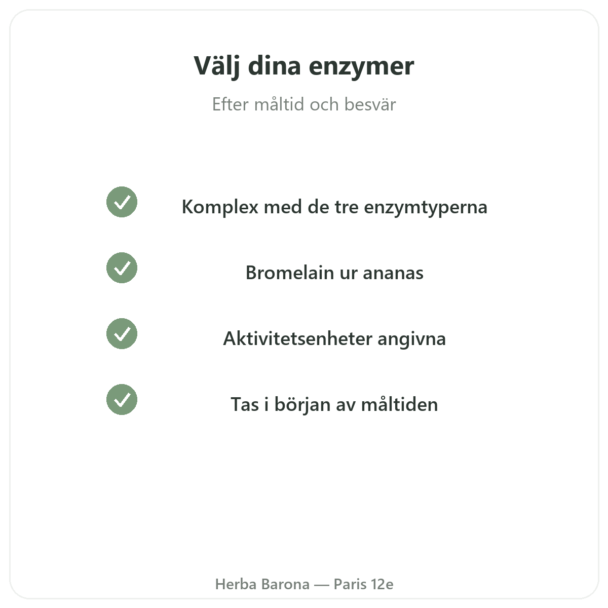 Matsmältningsenzymer - viktiga aktiva ämnen att välja hos Herba Barona Paris 12e